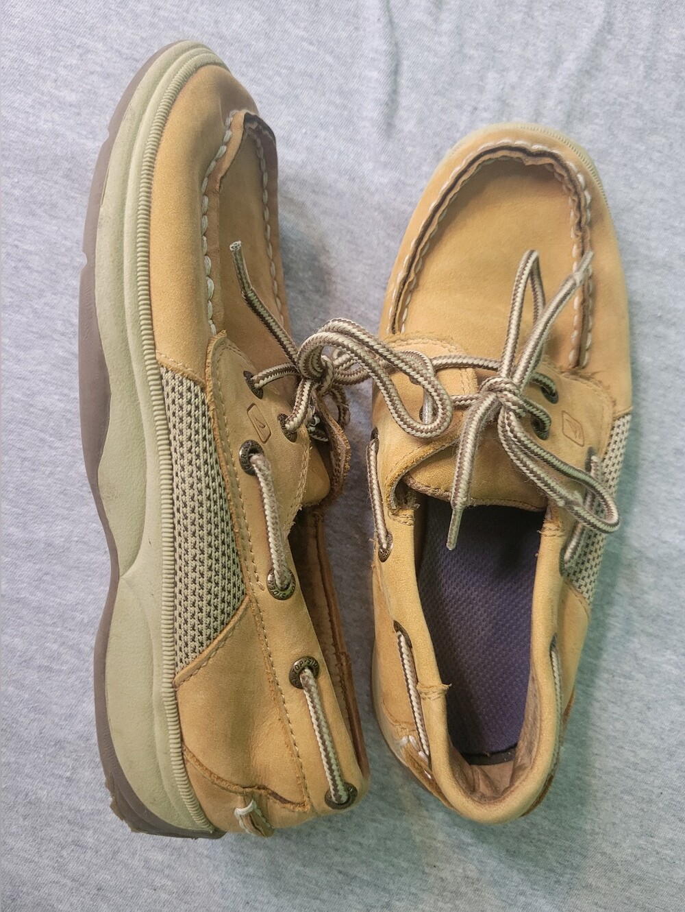 Sperry Top-sider Boys Shoes Sz 2 Loafer Leather Boat Fishing Moccasin Water Tan